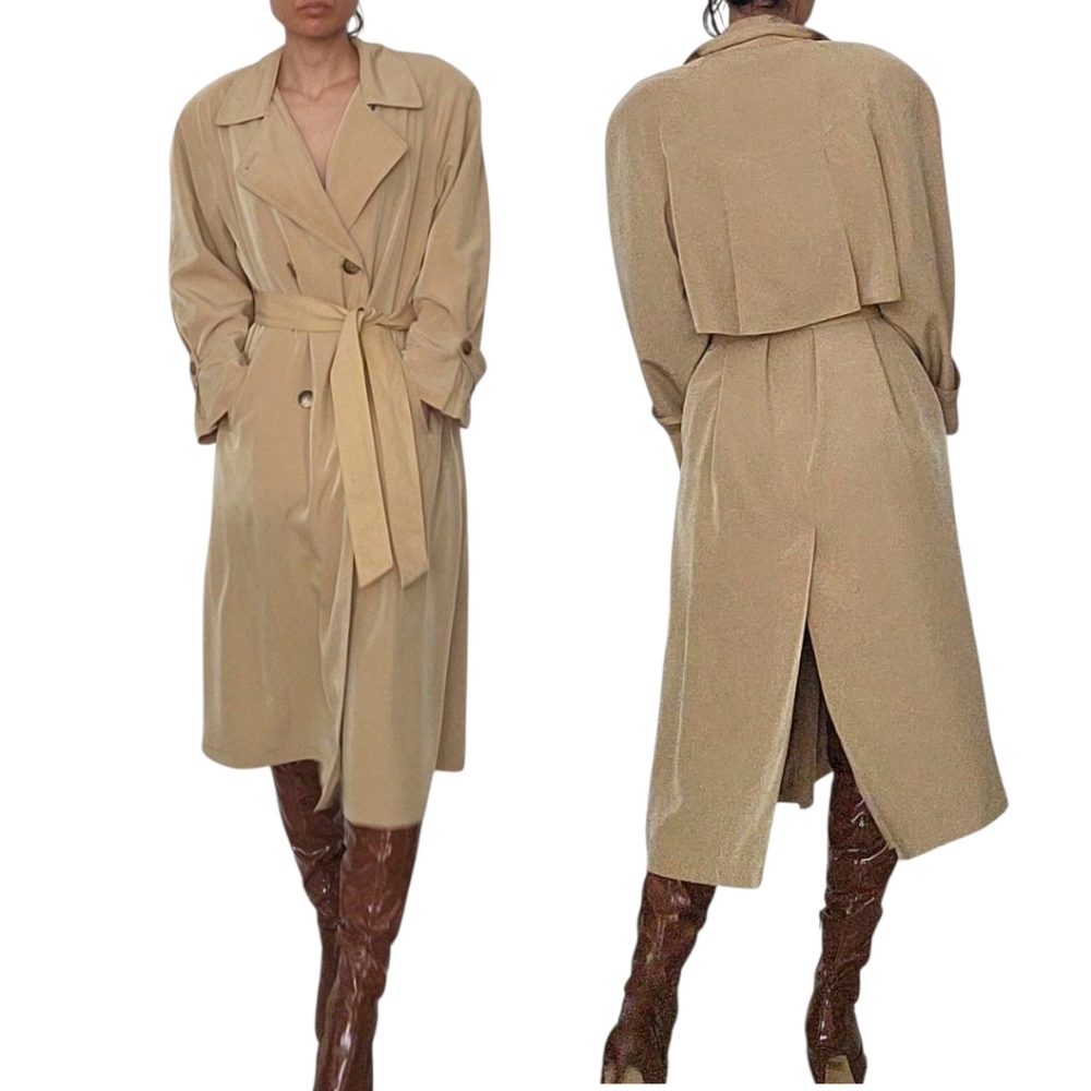 Vintage Utex Belted Khaki Beige Trench Coat Size 8